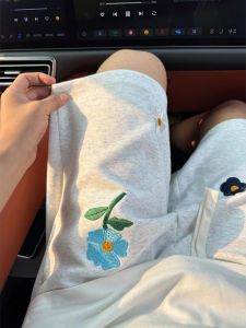 Quần Short Thể Thao Thường Ngày Mùa Hè Cho Cặp Đôi Thêu Hoa Dáng Rộng Cạp Cao Quần Dài Đến Đầu Gối Thoải Mái