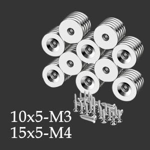 10x5-M3/15x5-M4 Multi purpose countersunk hole circular magnet widely used in whiteboards DIY offices handicrafts warehouses