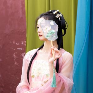 Original Mini Circular Fan Chinese Ancient Style New Chinese Handmade Embroidery Fan Womens Small Chinese Style Childrens Han Chinese Costume Dance round Fan