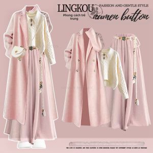 NUMEN BUTTON | Bộ Đồ Thời Trang Giảm Cân 4 Mảnh Thu Đông