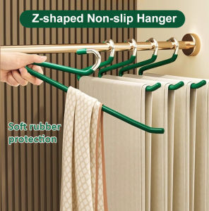 5Pcs Z-Shape Soft Rubber Protection Hanger Non-Slip Metal Rack for Pant Trouser Jeans Skirt Wardrobe Household Hangers