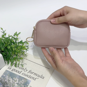 HANKE Key Card Holder Card Coin Purse Leather Hand-Held Zipper Small Wallet Womens First Layer of Cowhide Mini Bag Storage Key Bag Card Holder Coin Purse Wallet