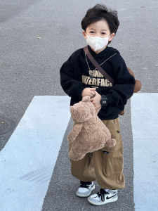 Boys Hoodie Sweatshirt Fleece Lined 2025 Season New Style Korean Version Baby Cute Cool Cotton Polyester Blend Fabric