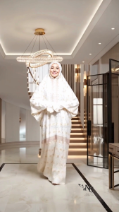 Mukena Terusan Satin Sutra Milo  Jumbo Renda Mewah Nabilla Collection