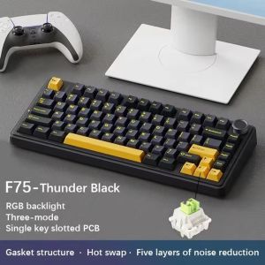 AULA | AULA F75 Gaming Mechanical Keyboard RGB Customized 75% Layout OEM Profile Gasket Structure 2.4G Wireless/BT/Wired for Gamer