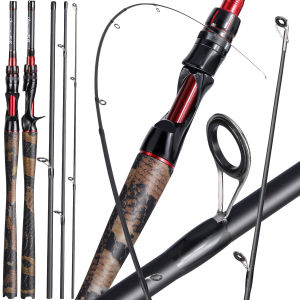 Sougayilang Tongkat Pancing Joran Pancing Karbon Portabel Joran Pancing Lempar Putar 4 Bagian 1.98M Untuk Memancing Bass Pike