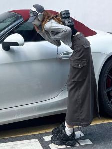 American Style Workwear Denim Mini Skirt Women Spring Autumn New Design High Waist Slim A-Line Wrap Body Long Skirt