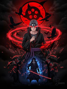 KAYOU | Naruto Itachi Uchiha Itachi Red Moon Crow Anime Diamond Painting Mosaic Handmade Art Exquisite Creative Gift Home Decoration