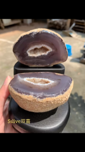 High-Grade Couples Jubaopen with Base – Super Shiny Crystal 💯 Premium Titanium Quartz Agate Wealth Bowl 🙆🏻‍♀️ Perfectly Cut Agate – Excellent Finish ✨ Exceptionally Sparkling Crystal 🙆🏻‍♂️ Comes with a Custom Solid Wood Basehigh grade couple jubaope