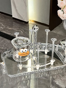 Luxury Drainage Cup Holder Stand Glass Tray Rack Inverted Storage Shelf for Tea Coffee Glasses And Liquor Cups Home Kitchen