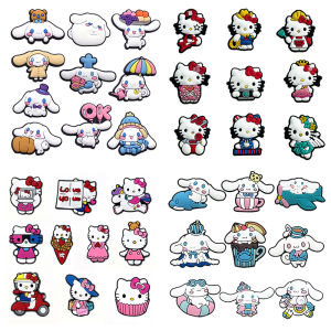 Mesuca | 9-20pcs Sanrio Cinnamoroll Hello Kitty Shoe Charms Set For Bubble Slides Clogs SandalsPVC Shoe Decorations Accessories Buckle