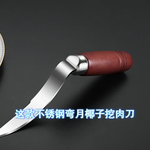 Stainless Steel Coconut Meat Remover With Wood Handle/Coconut Meat Digging Knife/Coconut Meat Scraper/Coconut Opener