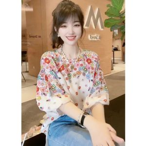 Clearance High-end Loose Floral Print Half-sleeve Shirt