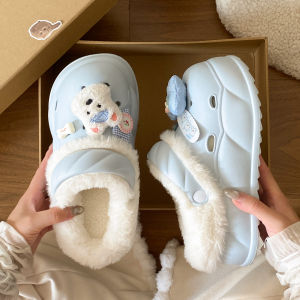 Songxiaoke Home Thick Bottom Plush Slippers Womens Style Casual Flat Heel Artificial Lamb Fur Slip-On Shoes for Daily Use