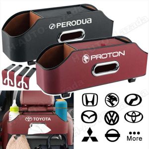 Car Back Seat Organizer Box With Tissue Box For Proton Perodua Toyota Honda Mazda Mitsubishi Nissan Volkswagen Suzuki BMW MG Backseat Phone Holder Seat Back Storage Hook Holder