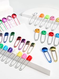 Colorful Stainless Steel Baby Safety Pin Large Bread Pin Mouth Water Needle Pin Kids Smiley Pin
