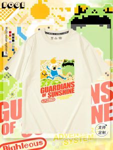Pixel Cartoon Adventure Time Cotton T-Shirt
