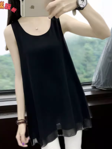 Mid Length Long Length Chiffon Vest Womens Camisole Summer Outdoor All-Matching Plus Size Loose Slim Looking Bottoming Shirt Sleeveless Tops Womens