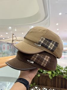 Retro Checkered Octagonal Hat Woolen Scottish Style Artist Boy Scout Cap Face Slimming Warmth Autumn Winter Spring Travel Hat