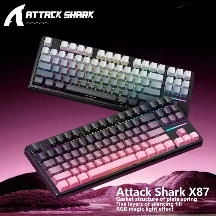 ATTACK SHARK | ATTACK SHARK X87 Wireless Mechanical Gaming Keyboard Tri-Mode BT5.0/2.4G/USB-C Gasket Hot Swappable Custom Keyboard Pre-lube