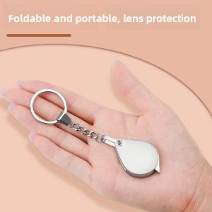 MONLEYTA | Portable Foldable 30x Magnifying Glass High Definition Reading Lens Mini Metal Keychain Senior Citizen High Power 1000x Magnifier