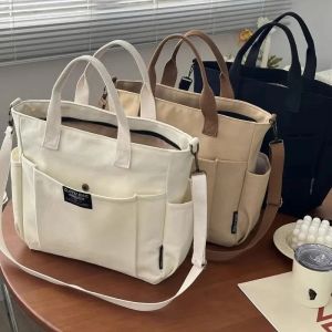 Large Canvas Tote Bag for Women Minimalist Work Bag - Extra Wide Commuting Shopper Durable Crossbody Shoulder Bag for School