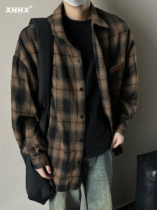 Áo Sơ Mi Nam Dài Tay Phong Cách Cổ Điển Mỹ Kẻ Caro Rộng Rãi Mùa Thu Thời Trang Thương Hiệu Thoải Mái Áo Khoác Ngoài Polyester Cotton Vải Bông Viscose Pha Trộn