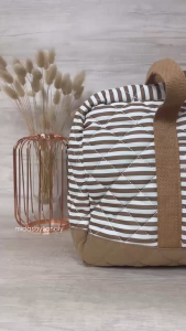 HANDBAG WANITA / TAS TRAVELLING / TRAVELING BAG / HOSPITAL BAG MDS STRIPE BROWN