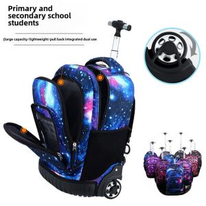 High School Primary School Student Trolley Schoolbag Grade 3 to Grade 6 Grade 4 5 Men and Women Lightweight Kids Backpack Climbing Stairs