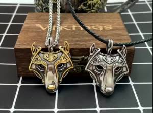 Nam Punk Viking Celtic Sói Vòng Cổ Thần Thoại Bắc Âu Odin Rune Thép Không Gỉ Mặt Dây Chuyền Động Vật Bùa Hộ Mệnh Trang Sức Thời Trang