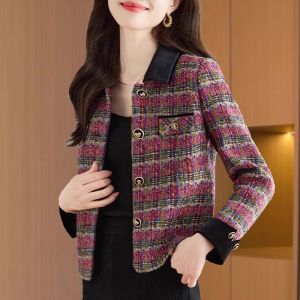 MAIMEI | Spring Fashion Outerwear Set Womens Fragrance Style Two-Piece Suit Luxury Brand High End Long Sleeve Polo Collar Polyester Fiber