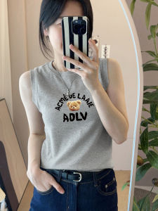 Áo Vest Dây Vai Màu Trắng Cho Nữ Mùa Xuân Hè 2025 Áo Ngắn Dáng Chữ a Ôm Vừa Vặn Cổ Tròn in Họa Tiết Cotton Mặc Trong