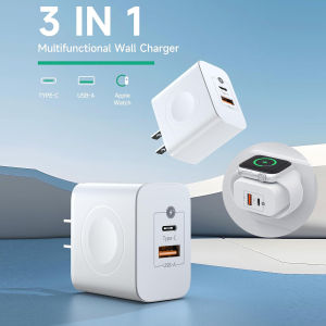 For Apple Watch Charger with 23W Fast Charging Block 3 in 1 PD USB C Wall Charger Block for iWatch Series Ultra/9/8/7/6 Compatible with Phone 16/15/14/13/12 Series
