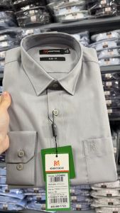 Sơ Mi Trơn Tay Dài Màu Xám Form Slim Fit Chống Nhăn Lai Bầu - Áo Nam Khatoco