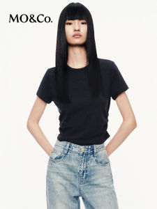 MoCo Short Sleeve T-Shirt Acetate Woolen Fabric Waist-Cinching Pleated Street Style Womens Fashion Autumn New Arrival