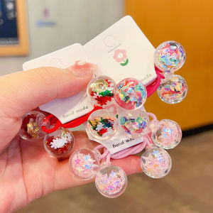 High Elasticity Dual-Headed Hair Ties for Girls Cute Sparkling Ponytail Holder Korean Style Childrens Accessories Hair Bands