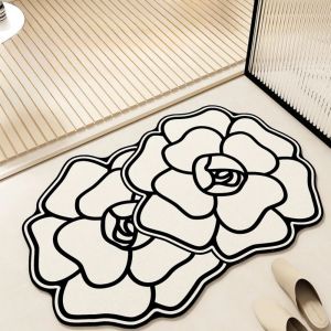 VIKAMA Irregular Flower Shape Bathroom Mat Absorbs Water Quickly Dries Fast Slip Resistant Stain Resistant Room Home Decor