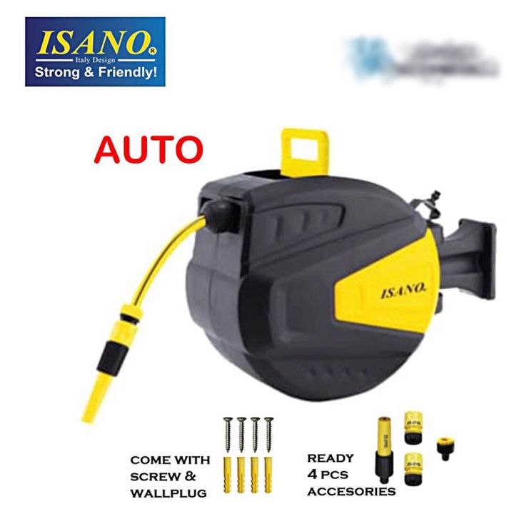 ISANO 10M Wall Mounted Automatic Reel Retractable Water Hose Reel Auto  Rewind Wall Mount Water Pipe