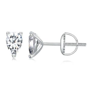 Bamoer Moissanite khuyên nụ D Màu Sắc Rực Rrỡ cắt kiểu hình Quả lê 925 Bông tai bạc Cho Phụ Nữ Mse049