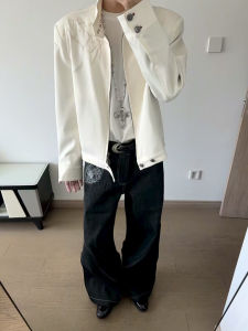 ZHUOCAN | White Thorn High Street Short Jacket Men