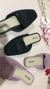 Sandal Slop Wanita Kerja Bahan Anyam Rajut Dingin Jaring Cantik Model Terbaru - 1627 37/41