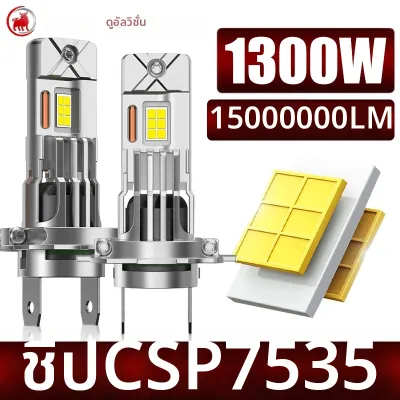หลอดไฟหน้า LED H7 H4 CANBUS ขนาดเท่าหลอดฮาโลเจน 1:1 แบบเสียบใช้งานได้ทันที แสงสูง-ต่ำ แบบคู่ 7535 CSP ไฟ LED สำหรับรถยนต์ 1300W 1500000LM 12V 24