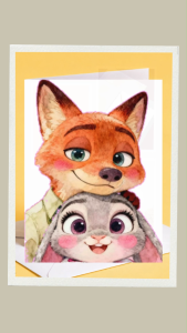 Zootopia Judy & Nick Cute Card | Cartoon Couple Greeting Card | Best Friends Love Gift Card