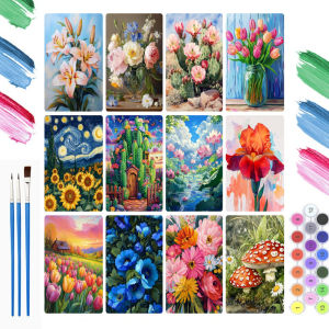 Oil Painting By Numbers Pink Lotus Pond Pattern DIY Digital Oil Painting Drawing on Canvas Wall Decor Living Room Gift