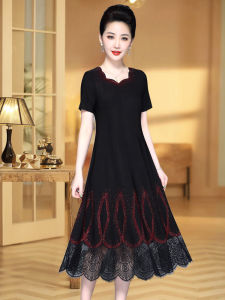 Noble Hot Rhinestone Lace Dress Summer Plus Size Slim Looking Daughter Wedding Mom Dress Young Mothers Wedding Dress