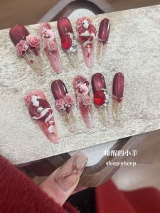 New Year Handmade Wearable Nail Art Snake Year Heavy Industry Pure Gold Luxury Design Easy to Wear Comfortable to Touch Nail Tips