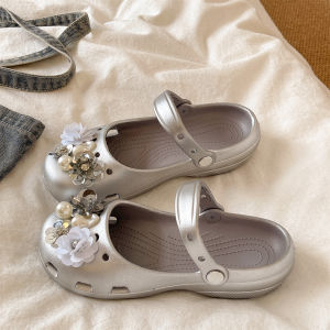 QIAOHUI | Stylish Pearl Decorative Flower Slip-resistant Thick-sole Mary Jane Ballet Flats