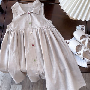 Bear Leader Girls Dress 2024 Summer New Girls College Style Cotton Vest Skirt Girls Foreign Style Small Fresh Dress 2-8Y Childrens Clothing