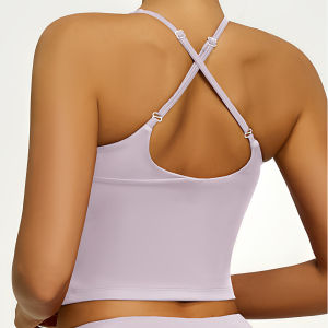 เสื้อกั๊กโยคะแบบมีสายรัดบางสำหรับผู้หญิง 2025 ใหม่ พร้อมแผ่นเสริมหน้าอกแบบถาวร ทรงสลิมฟิต ชุดกีฬา ชุดออกกำลังกาย ชุดโยคะ