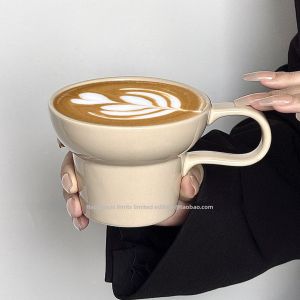 Limited Edition Vintage Wide Mouth Ceramic Mug Original Green Coffee Cup Nordic Style Adult Beverage Bowl from China